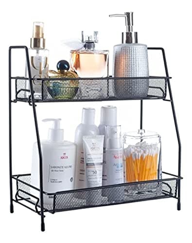 Organizador Banheiro Cozinha Vasos Metal 2 níveis 32X33x17 Cor:Preto