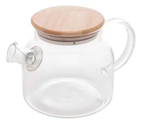 Chaleira De Vidro Com Tampa De Bambu 1,3L