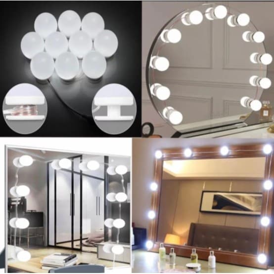 Kit Luz Camarim 3 Cores 10 Lâmpadas Led Auto-colantes Branco Quente Morno e Fria Com Controle