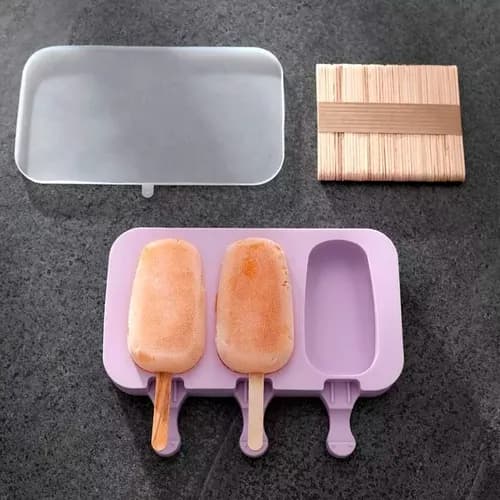 Molde em silicone para picolé com 50 palitos