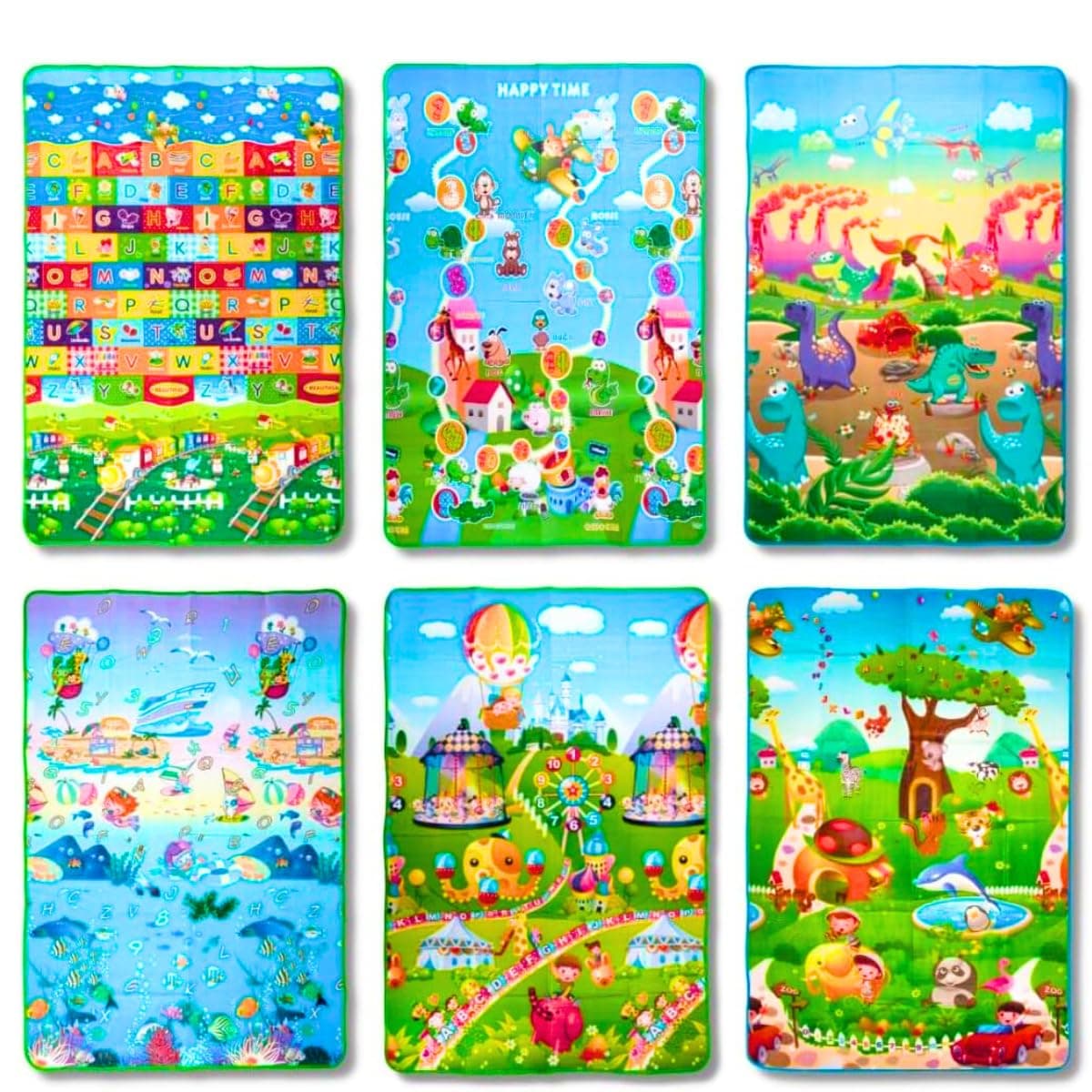 Tapete Infantil De Atividades Macio Dupla Face Termico Dobravel Colorido Estampas Divertidas 90x120cm