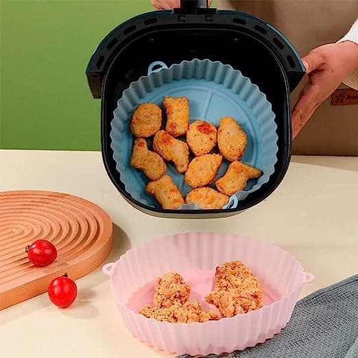 Forma de Silicone Air Fryer Flexível para Fritadeira Air Fryer Forno e Microondas