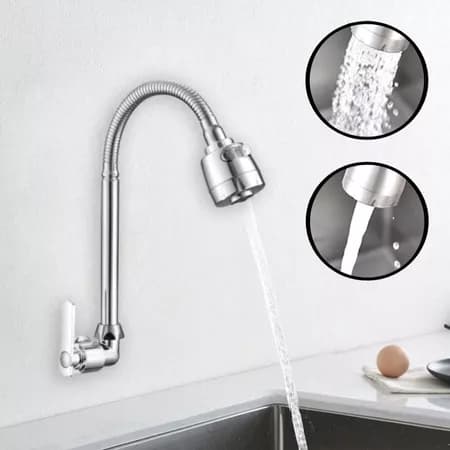 Torneira Cozinha Gourmet Bancada Parede Flexível 1/4 Volta Cromo