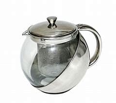 Chaleira Bule Para Chá Em Vidro e Inox Com Infusor 700ML